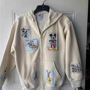 Disney Kids Cream Hoodie with Character Patches